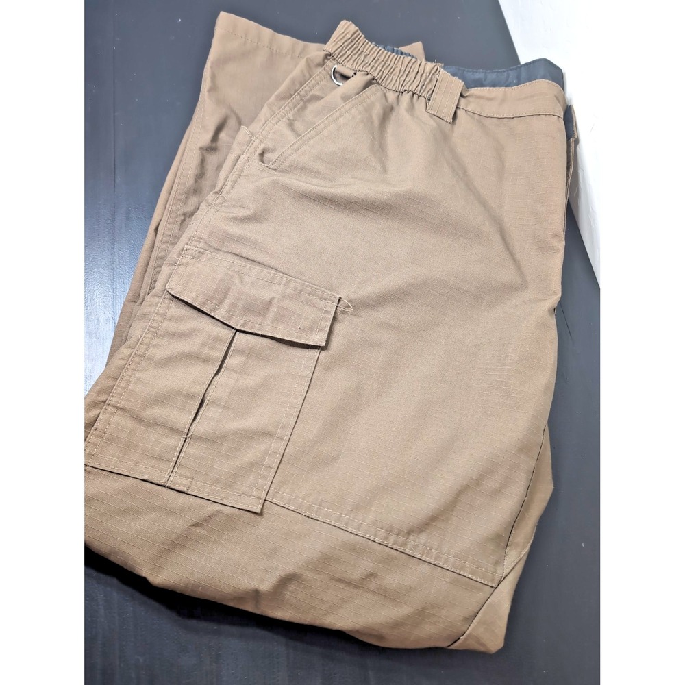 Cargo Utility Pants Men's 42 X 32 Brown Cargo Pants Elastic Waist Workwear
